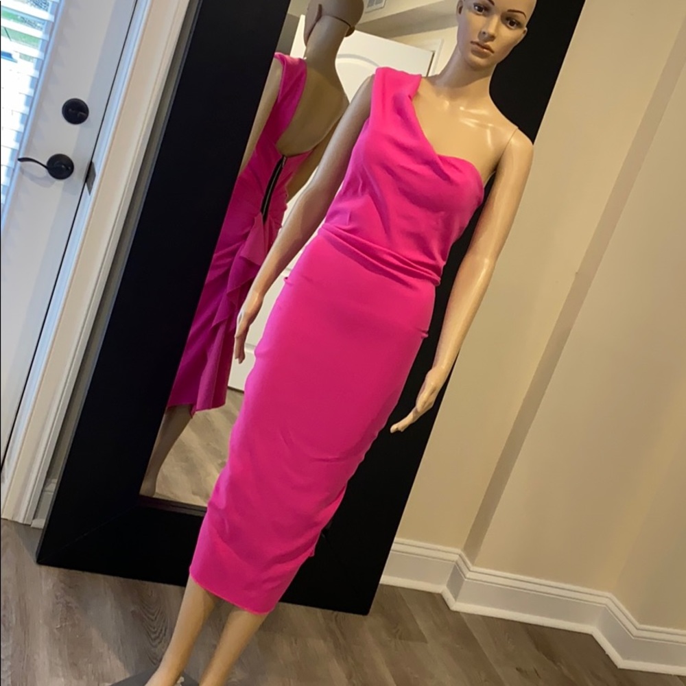 Issue New York Midi Fuchsia Cocktail Dress, Size S